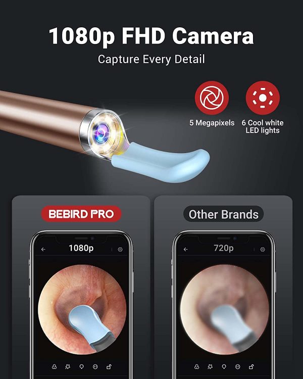 BEBIRDPRO T15 PRO Ear Wax Removal Cleaner with IP67 HD Camera 5MP for iOS, Android Phones