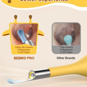 Bebird Pro D3 Pro Yellow Ear Wax Removal Cleaner for Kids 8MP HD Camera for iOS, Android Phones